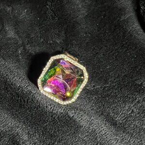 🌈 Bold & Beautiful Multi-Colored Gold Ring – Adjustable & Dazzling!